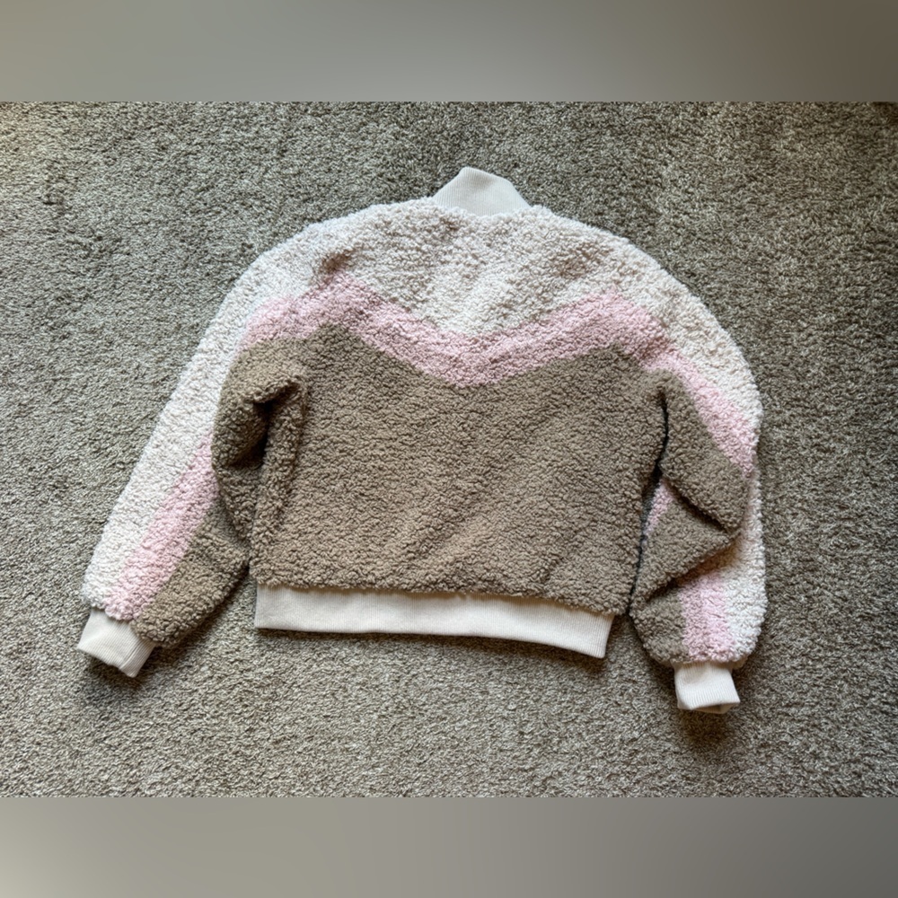 Spiritual Gangster Sherpa Stripe Fuzzy Bomber Crop Jacket - Picture 4 of 10